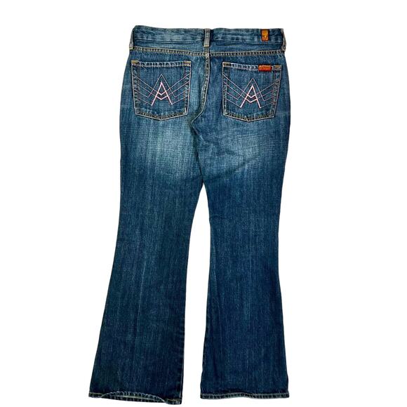 7 for All Mankind Low Rise Bootcut Jeans Ladies Sz 28 Blue Dark Wash Made in USA - Picture 3 of 7